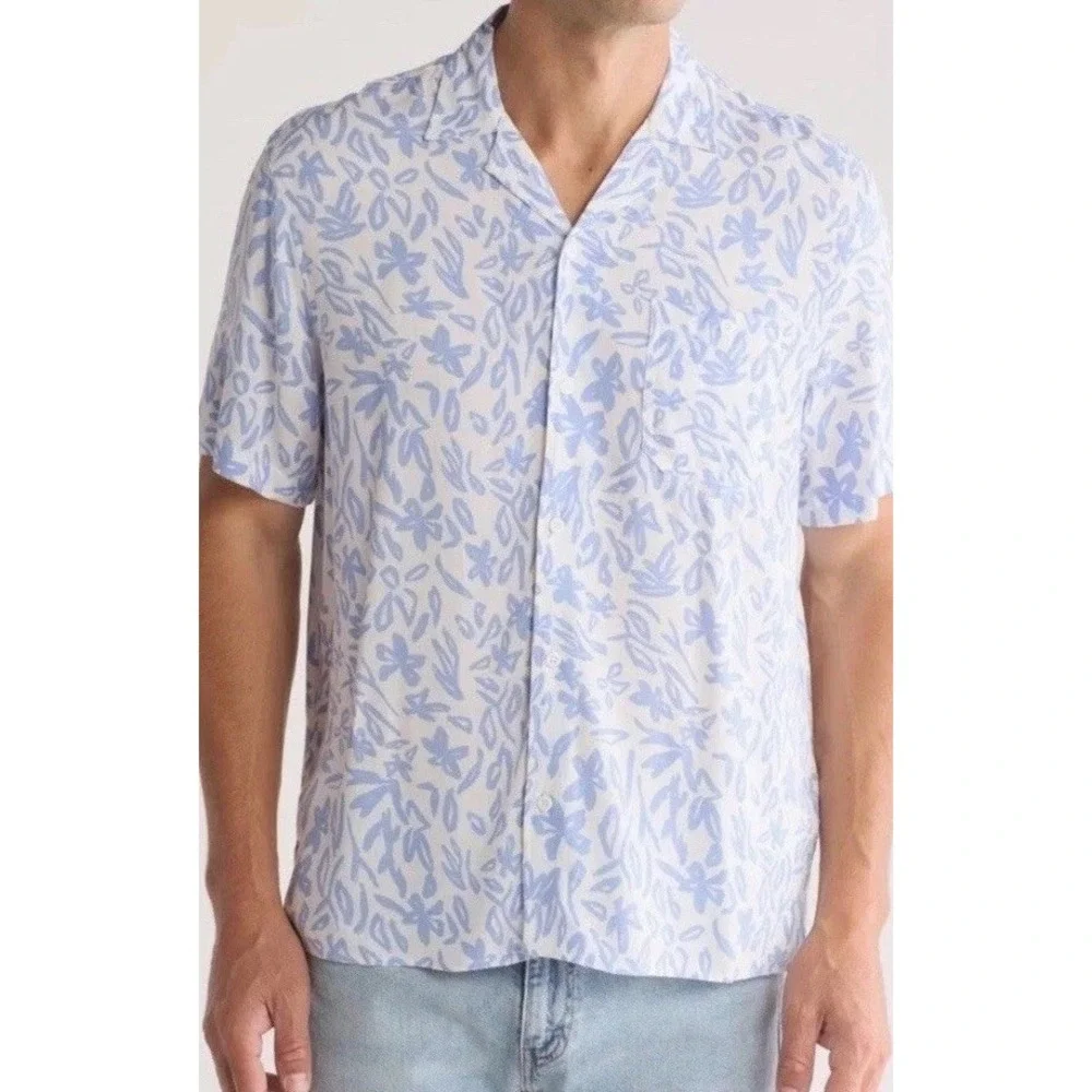Nordstrom Brand Mens Shirt XXXL 3XL Sketched Floral Vacation Beach Artsy Boat